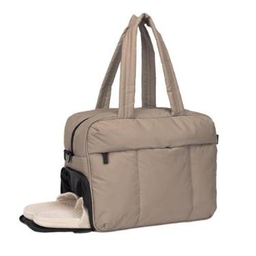 Imagem de Bolsa de Viagem Duffel Bag Overnight Weekender para Mulheres Puffer Gym Tote Carry On com Compartimento Sapatos Nylon Quilted Leve Macio Confortável Grande Capacidade