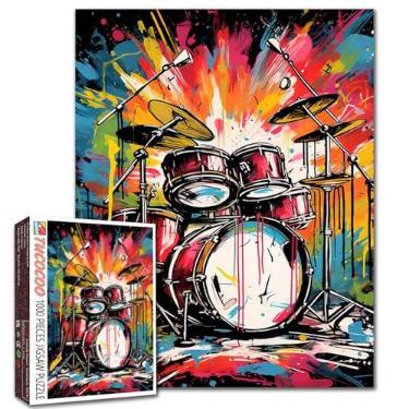 Imagem de TUMOVO Quebra-Cabeças De Música Rock Com 1000 Peças Para Adultos E Famílias (Tambores Grafite, Instrumentos Musicais) Que Se Encaixam Perfeitamente, 19,7'' X 27,6'' Polegadas, Equipamento Rabiscos,