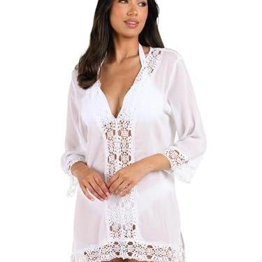 Imagem de La Blanca Saída de praia túnica feminina, Branco//Island Fare, PP