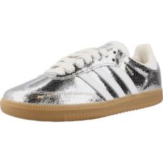 Adidas Samba OG Tênis feminino, Couro rachado metálico prateado, 7 UK