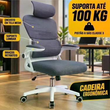 Imagem de Cadeira De Escritório Suporta 100kg Ergonômica Giratoria Ajuste Lombar