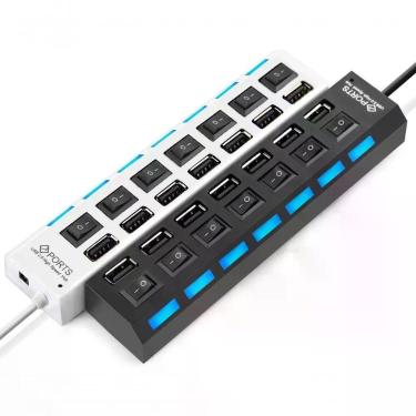 Imagem de Hub Multiuso Conexão De Dados - 7 Portas Usb 2.0 Branco Ou Preto