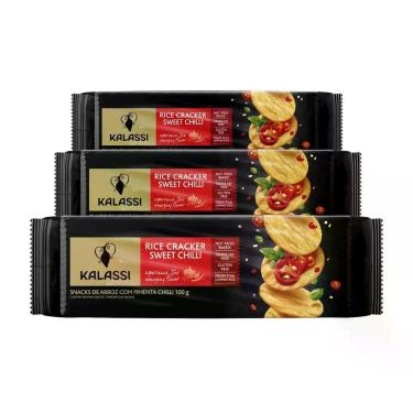 Imagem de Biscoito de Arroz Importado Kalassi Chilli 3 Pacotes de 100g, Chilli