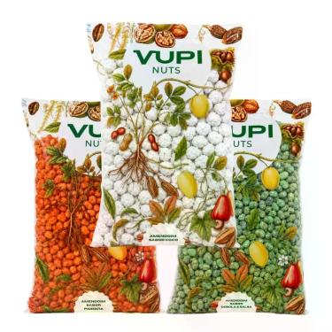 Imagem de Kit Amendoim Salgados de Pimenta, Cebola e Salsa e Coco Doce - Vupi, 1