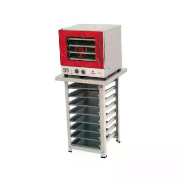 Imagem de Kit Forno Turbo Elétrico Progás Fast Oven PRP-004 G2 com Bancada MES-004 e 8 Assadeiras Vermelho 110V