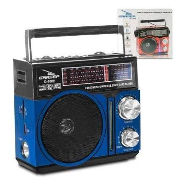 Imagem de Radio Vintage Retrô Recarregável Am Fm Sw Usb Mp3 Auxiliar (Azul)