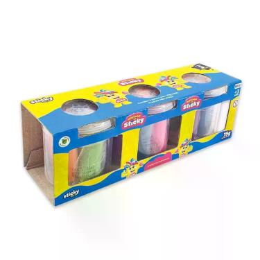 Imagem de Massinha Colorida Sortida - 3 Potes 75g cada - STICKY TOYS