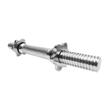 Imagem de Barra Curta para Halteres Barra Cromada Treino de Forçaço Maciço Prata Athletic 40CM