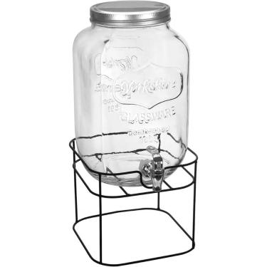 Imagem de Refresqueira Suqueira Com Suporte Metal Vidro 8l 45x21x21cm