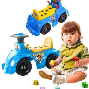 Imagem de Kit andador infantil totokinha bebe carrinho de passeio menina totoka triciclo patrulha menino carro fusca + brinquedo bebê blocos didaticos brinquedos pedagogicos jogos educativos crianças 1 ano