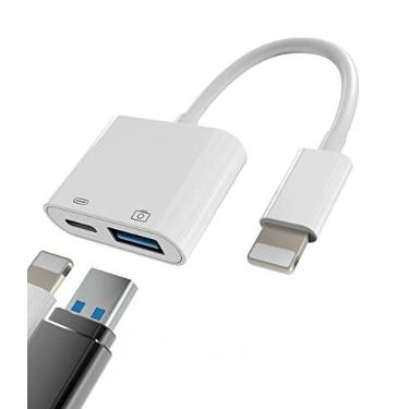 Imagem de Adaptador Lightning para USB A, conector de cabo OTG para iPhone 13 12 11 Mini Pro Max X Xs Conversor Macho Apple Divisor e carregador de porta fêmea para câmera, teclado e mouse adaptador para Hub 3.0