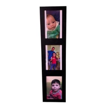 Imagem de Porta-Retrato Triplo Vertical com Corações – Moldura Decorativa em MDF para 3 Fotos 10x15, Porta Retrato de Parede com Cordão, Ideal para Sala e Quarto(triplo deitado moldura vasada)