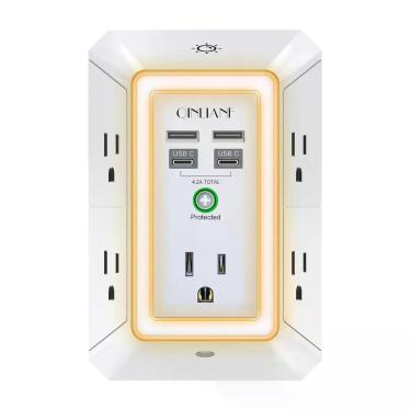 Imagem de Extensor de saída QINLIANF 5 saídas 4 portas USB com luz noturna
