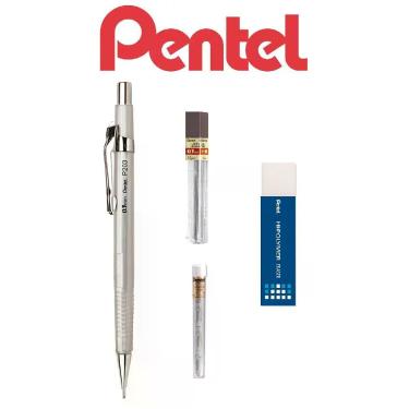 Imagem de Lapiseira Pentel Sharp 0,3mm Prata + Grafite + Borrachas