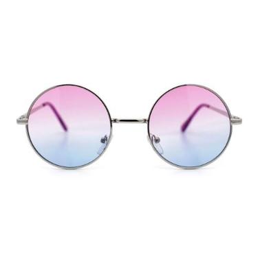 Imagem de SA106 Óculos de sol com aro hippie aro redondo circular, Gradient Purple, One Size