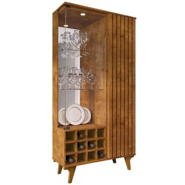 Imagem de Cristaleira Porta de Vidro Com Adega 91cm Lauana Naturalle B02 - Mpoze