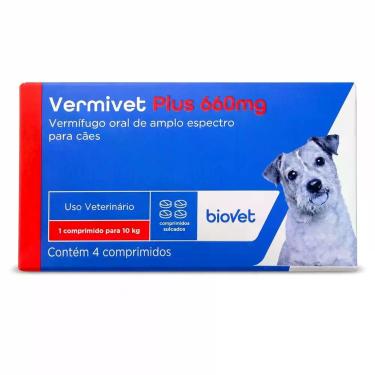 Imagem de Vermivet Plus 660mg 4 Comprimidos Vermífugo para Cães Amplo Espectro C