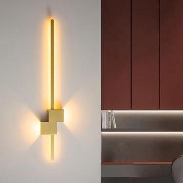 Imagem de Luminária de parede linear fina com LED, luminária de parede LED longa para interiores, ideal para banheiro, corredor, sala de estar ou qualquer outro ambiente.