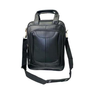 Imagem de Mochila Couro Reforçada Executiva Masculina Notebook Transversal Carteiro Tiracolo Trabalho Viagem
