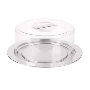 Imagem de Prato para queijo e bolo Vision em inox com cúpula - Forma, CNZ-TRANSP