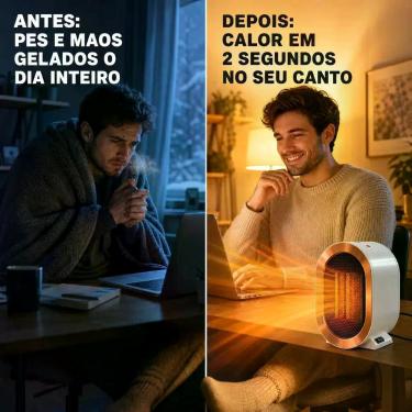 Imagem de Aquecedor Elétrico De Ambiente De Mesa 1200 W 110v Portatil Verde - Fi