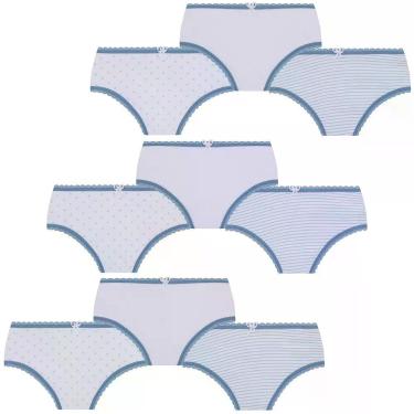 Imagem de Kit 9 Calcinha Lobinha Infantil Kids Lupo Algodão Estampada - G, Azul,