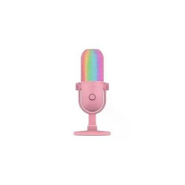 Imagem de Microfone Gamer Razer Seiren V3 Chroma Quartz, Condensador, Iluminação RGB, Conexão USB, Porta de 3.5mm, Rosa - RZ19-05060300