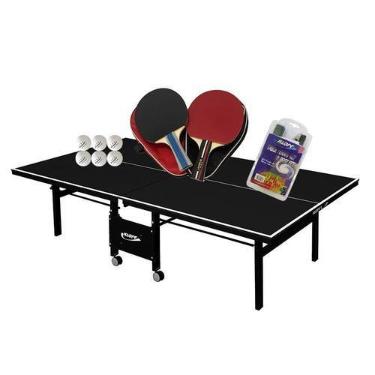 Imagem de MESA PING PONG 1084 PRETA KLOPF + 2Kits 5093 + Rede Master 5034