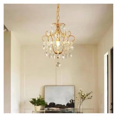 Imagem de Lustre de cristal retrô, luminária suspensa para restaurante, decoração de sala, varanda, quarto de luxo, luminária pendente dourada, lâmpadas de lustre