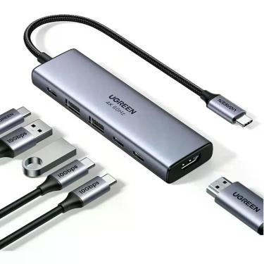 Imagem de Hub Ugreen CM511 USB-C HDMI 4K 6 em 1 2x USB-A 2x USB-C Power Delivery 100W Alumínio