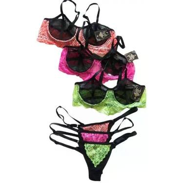 Imagem de Kit 2 conjuntos lingerie Feminina Liz,tule,renda,luxo,microfibra Taman