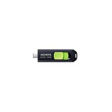 Imagem de Pen Drive 64GB ADATA UC300, USB 3.2, OTG, Dual Conector, Retrátil, Preto e Verde - ACHO-UC300-64G-RBK/GN