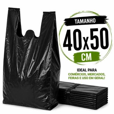 Imagem de 3 kg sacola plastica preta 40x50 reforçada reciclada grossa - PLASTJAL