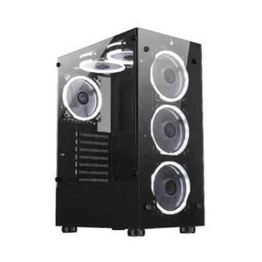 Imagem de Gabinete Gamer Rise Mode Glass 06X, Mid Tower, ATX, Lateral em Vidro Fumê e Frontal em Vidro Temperado, Sem FANs, Preto - RM-CA-06X-FB