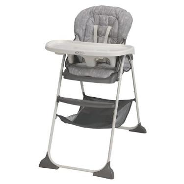 Imagem de Graco Cadeira de Alimentação e Refeição Infantil Alta Dobrável e Reclinável Slim Snacker Cinza