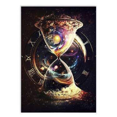 Imagem de Placa Decorativa A4 Espaço Tempo Universo Na Ampulheta