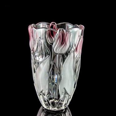Imagem de Vaso de flores de vidro de 23,5 cm de altura, vasos de cristal exclusivos para mesas centrais, vasos grandes vintage e em forma de tulipa para presentes de Natal e Ação de Graças.