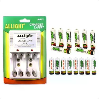 Imagem de Kit 16 Pilhas Recarregáveis + Carregador Bivolt Aa/aaa 127/2 - Congrat