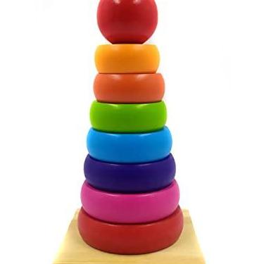 Imagem de Brinquedo Educativo Pirâmide Madeira 9 Peças