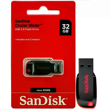Imagem de Pen Drive SanDisk Cruzer Blade 32GB USB 2.0 - até 15 MB/s de Leitura -