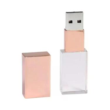 Imagem de Pen Drive USB De Cristal Dourado 128GB 64GB 32GB 16GB, Presente Criati