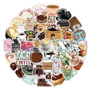 Imagem de Adesivos para café, decalques de grafite à prova d'água, 50 unidades/l