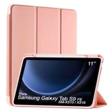 Imagem de Capa Tablet flip para Samsung Galaxy Tab S9 FE WiFi SM-X510 SM-X515 Smart pen 11 polegadas resistente aveludada compatimento para caneta Case capinha Anti Impacto Suporte Pencil - Alamo (rose)