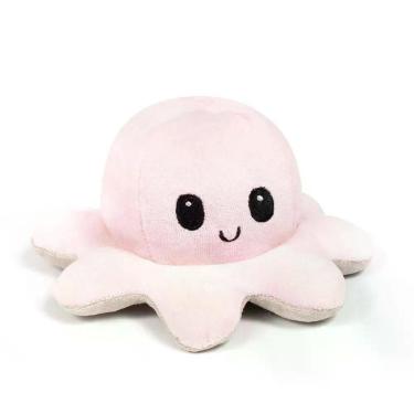Imagem de Polvo Humor Reversível De Pelúcia Feliz Triste Rosa E Bege