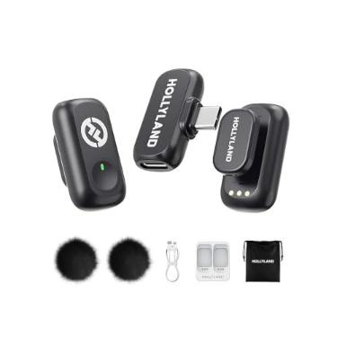 Imagem de Hollyland LARK A1 Mini Duo – Microfone Sem Fio Mini para iPhone 15/16 e Android (2TX + USB-C RX), Microfone Magnético para YouTube, TikTok, Podcast e Vlogs (Preto, sem Case de Carregamento)