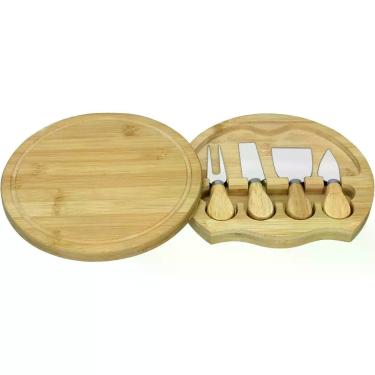 Imagem de P/ Queijo Home&Co Bambu Natural 4pçs para Mesa Posta Jantar e Ceia, Ma