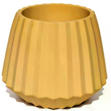 Imagem de Vaso Decorativo Diamante Artesanal 10,5x13cm Em Cimento Amarelo