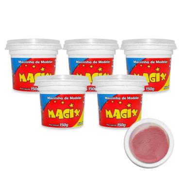 Imagem de Kit 5 Potes Massa Massinha de Modelar Infantil 150g Escolar - Magix, V