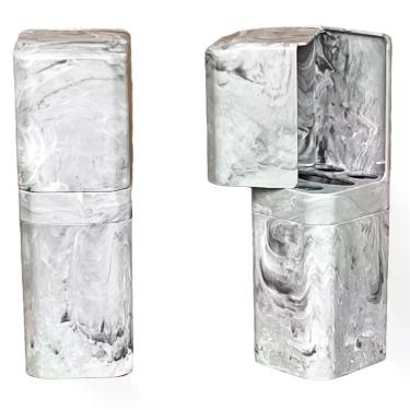 Imagem de Porta Escovas e Creme Dental OEM Kit 2 Pcs Carrara para Organização de Higiene com Encaixe Adesivo Cinza 2 Pcs