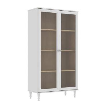 Imagem de Cristaleira Estante Para Livros Ditália 2 Portas Vidro E-957 Cor:branco